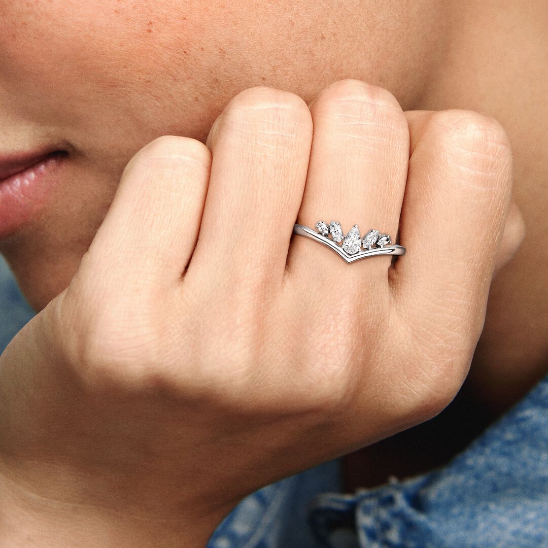 FINAL SALE - Sparkling Pear & Marquise Wishbone Ring
