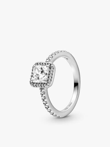 True Elegance Square Halo Ring Set