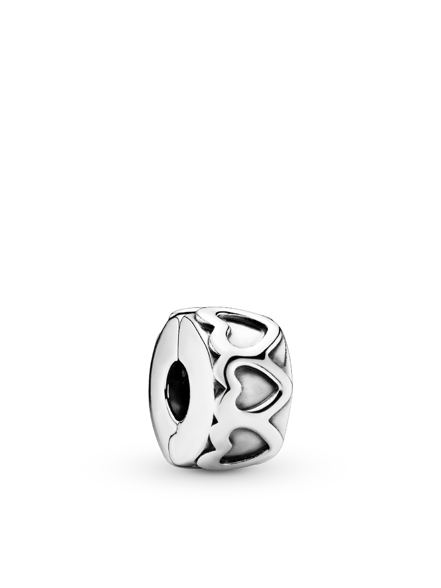 Женский шарм Pandora Band of Hearts Clip Charm, цвет: Серебро — фото 1