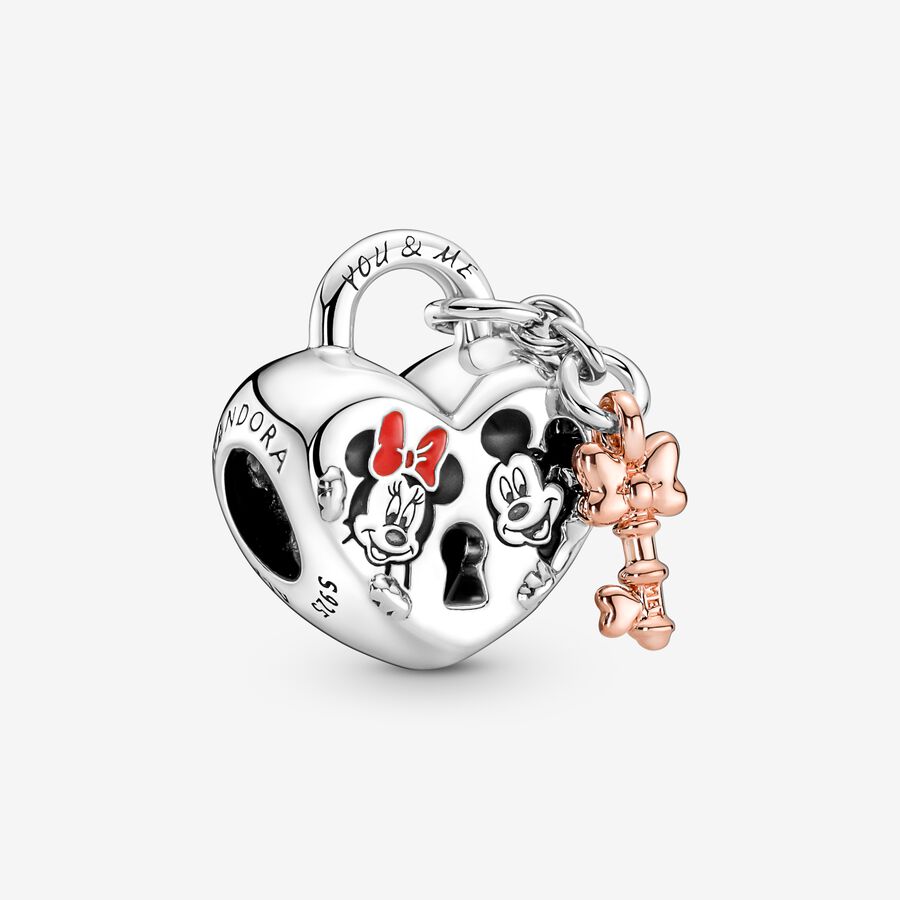 ojo lotería Remolque Disney Mickey Mouse & Minnie Mouse Padlock Charm | Two-tone | Pandora US