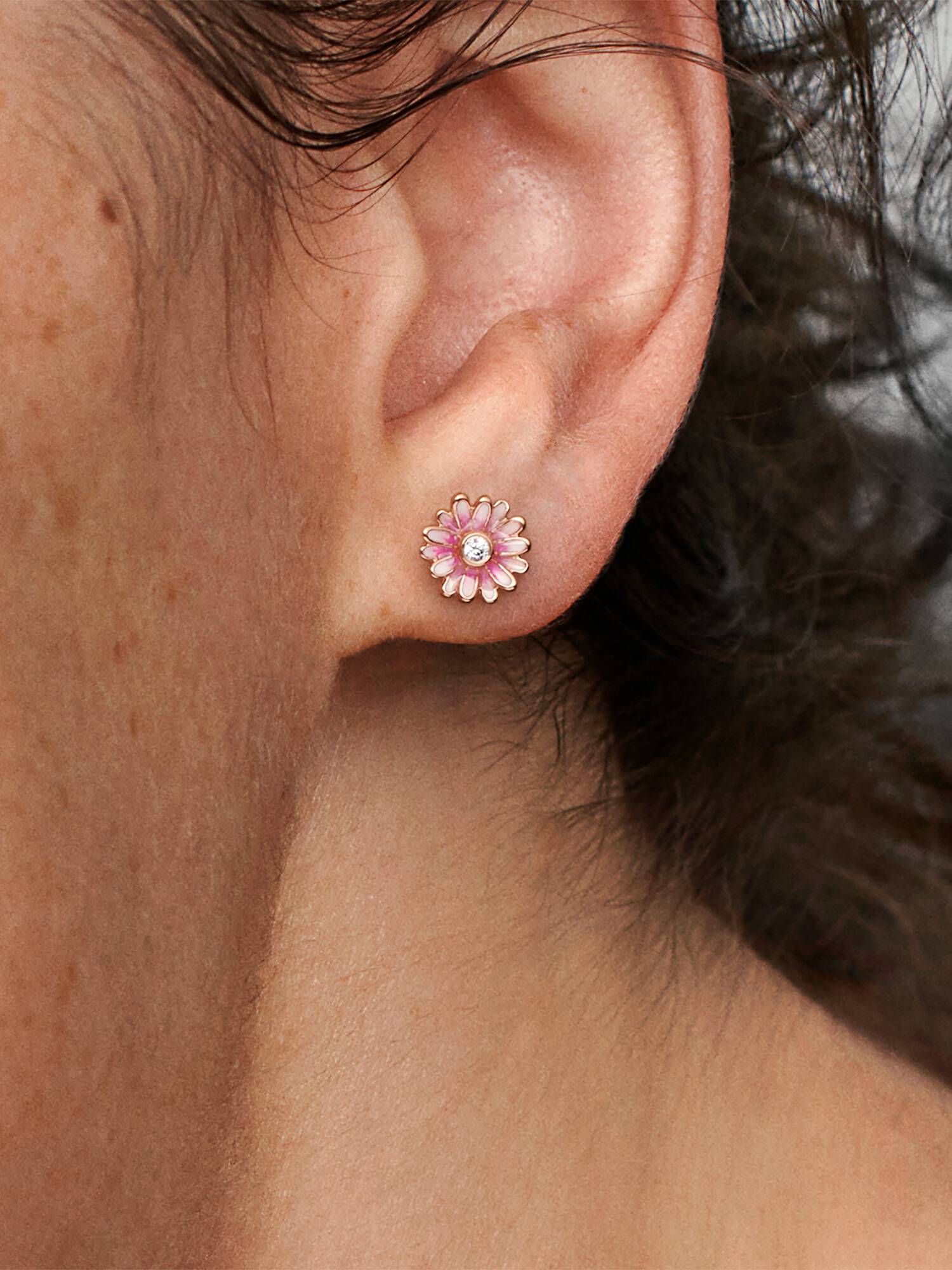 FINAL SALE - Pink Daisy Flower Stud Earrings