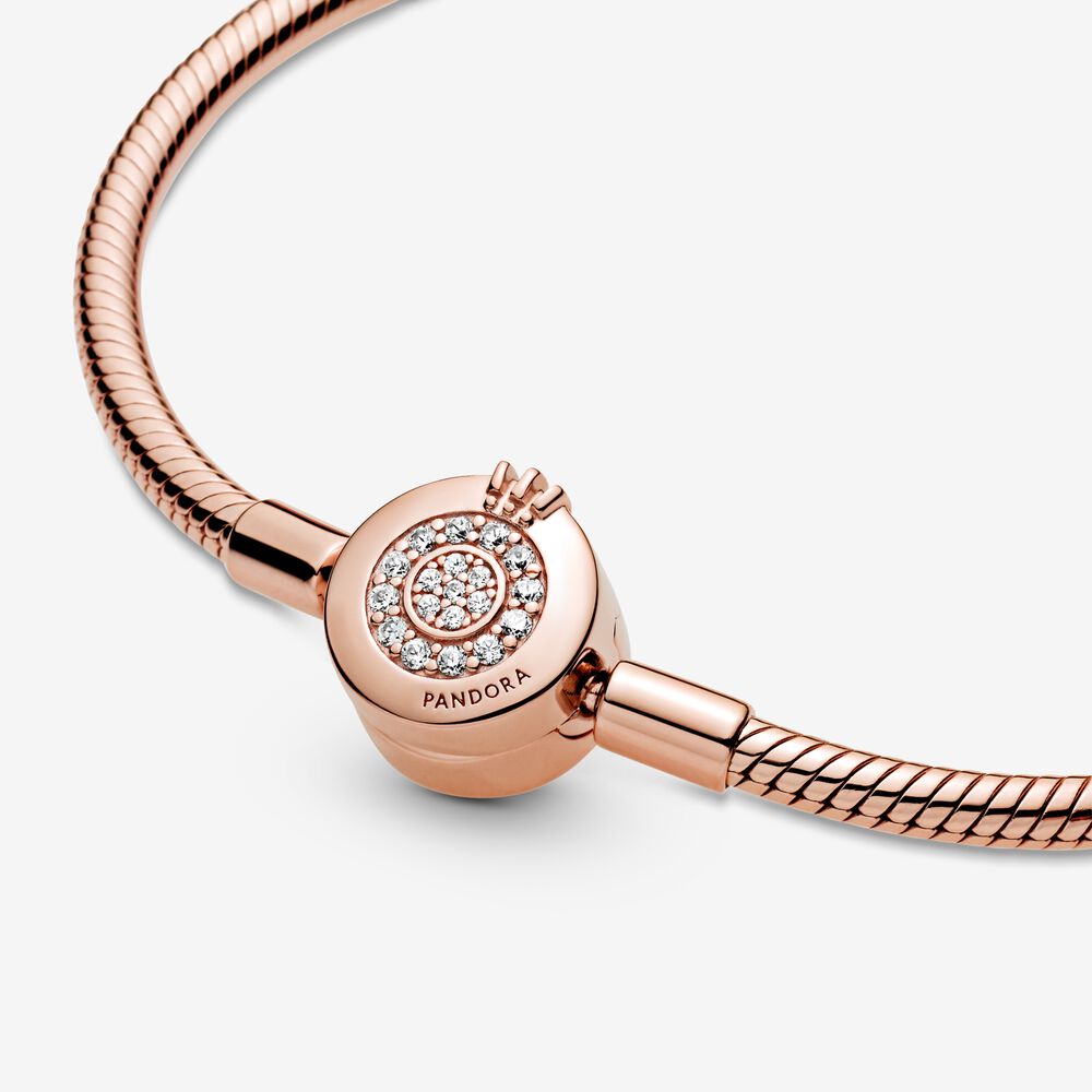 Pandora Moments Sparkling Crown O Snake Chain Bracelet | Rose gold ...