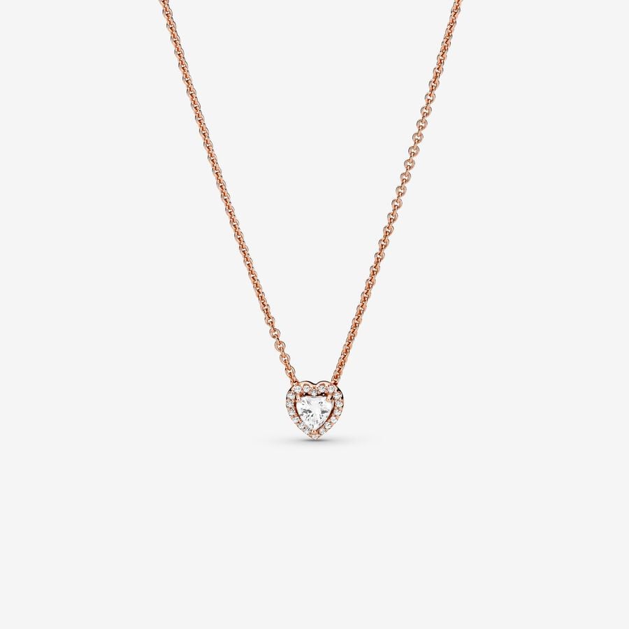 Pelagic Grand Ved daggry Sparkling Heart Collier Necklace | Rose gold plated | Pandora US