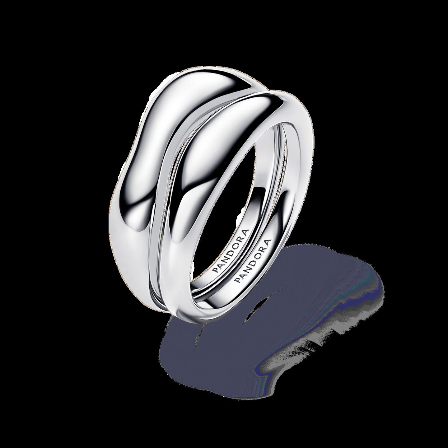Женские кольца Pandora Organically Shaped Stacking, Sterling silver, цвет: Серебро — фото 2
