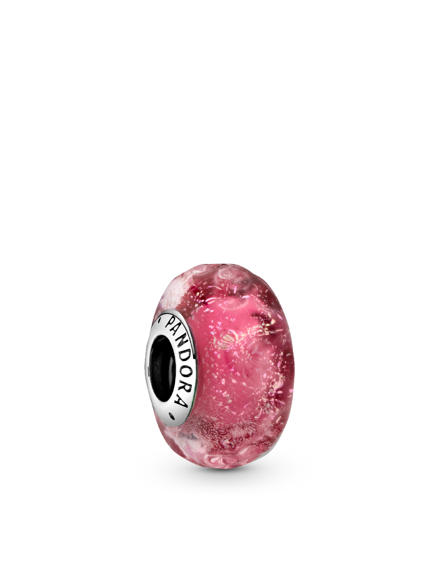 Женский шарм Pandora Wavy Fancy Pink Murano Glass Charm, цвет: Серебро — фото 1