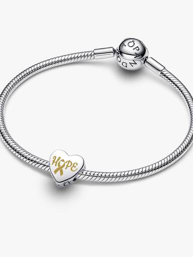 Hope Gold Ribbon Heart Charm