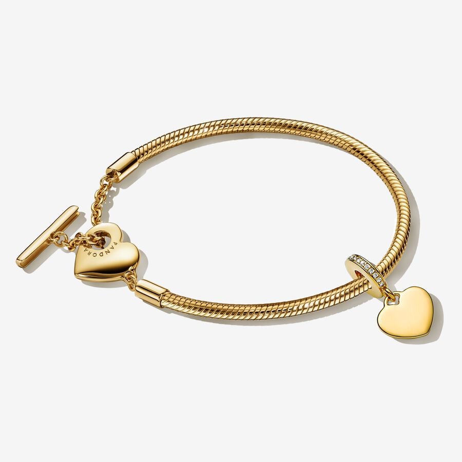 Engraveable Heart T-bar Bracelet Set image number 0