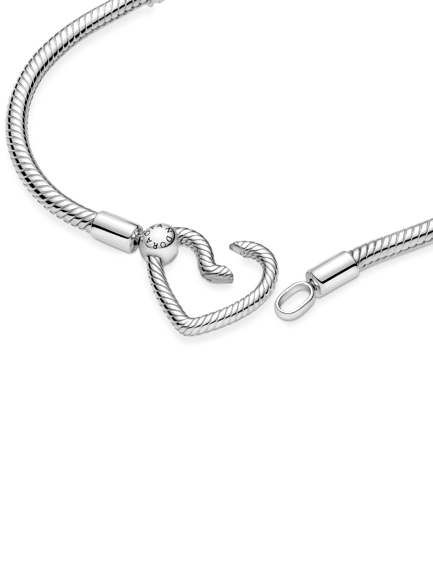 Pandora Moments Heart Closure Snake Chain Bracelet | Sterling