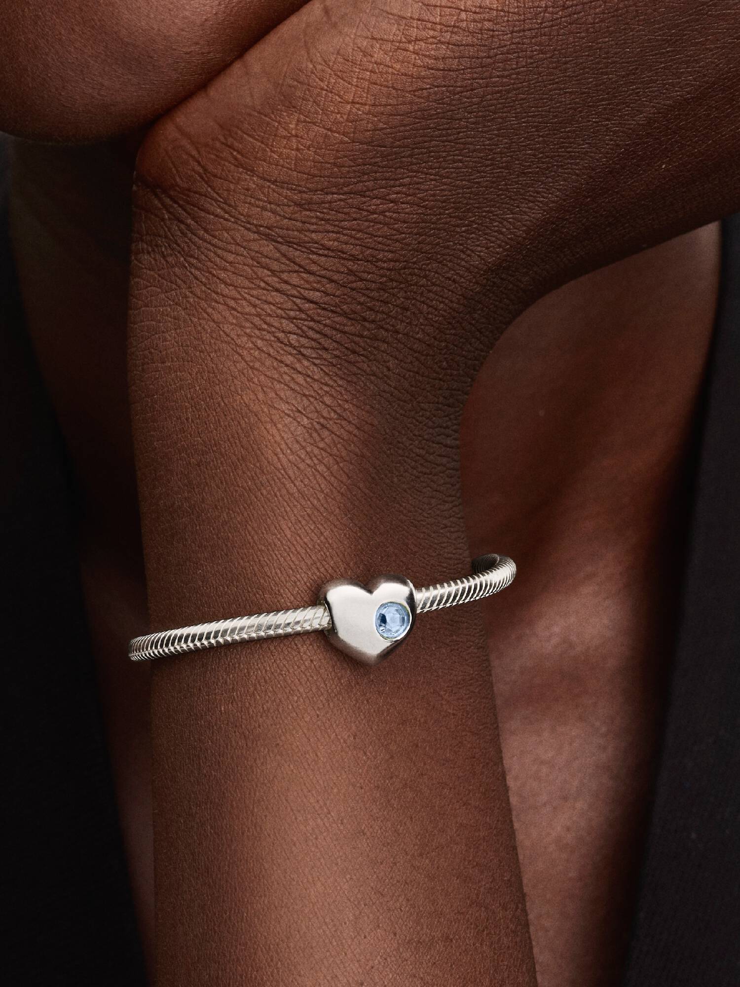 March Engravable Sea Aqua Blue Stone Heart Charm