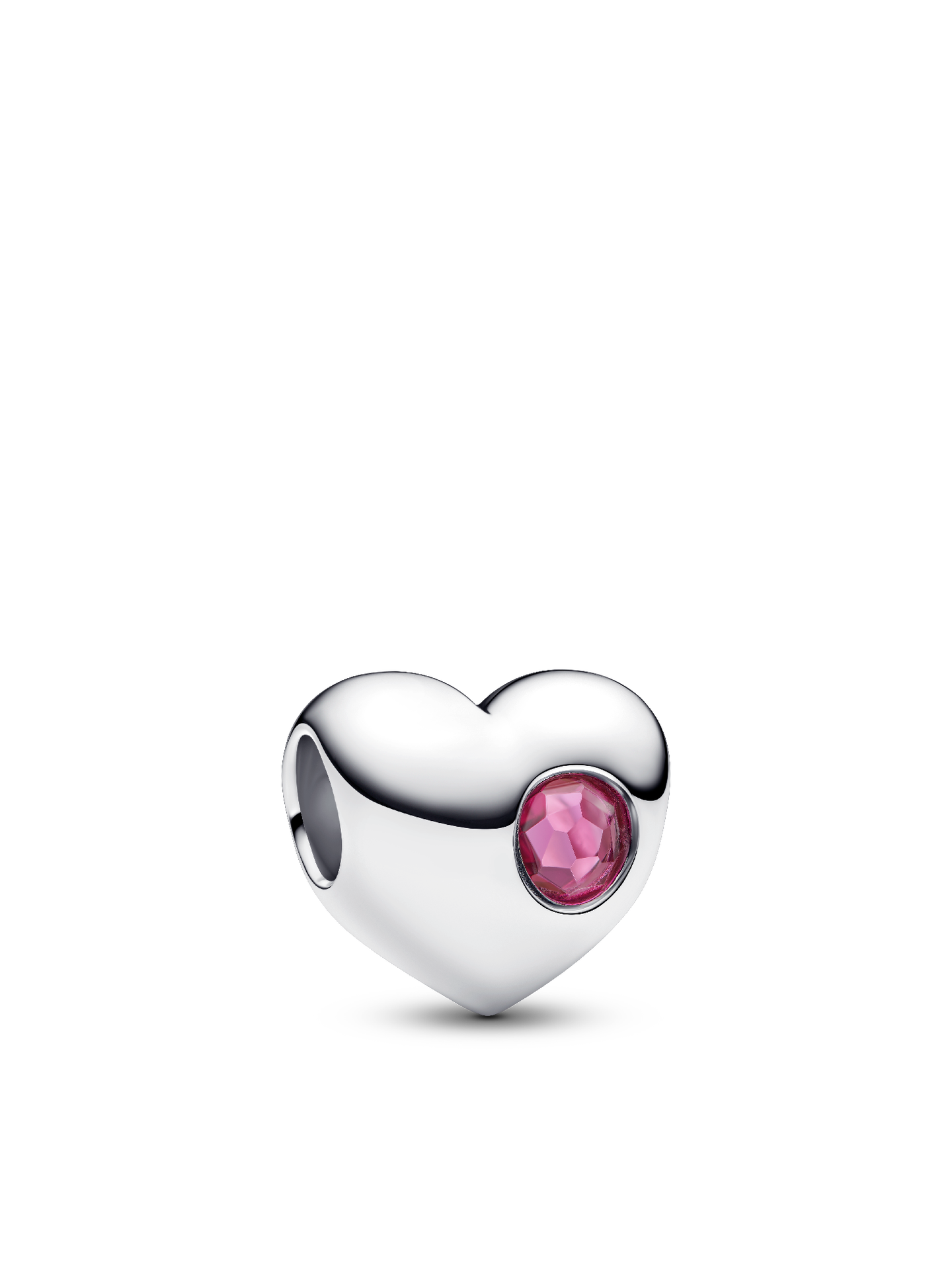 Женский шарм Pandora October Engravable Pink Stone Heart Charm, цвет: Серебро — фото 1