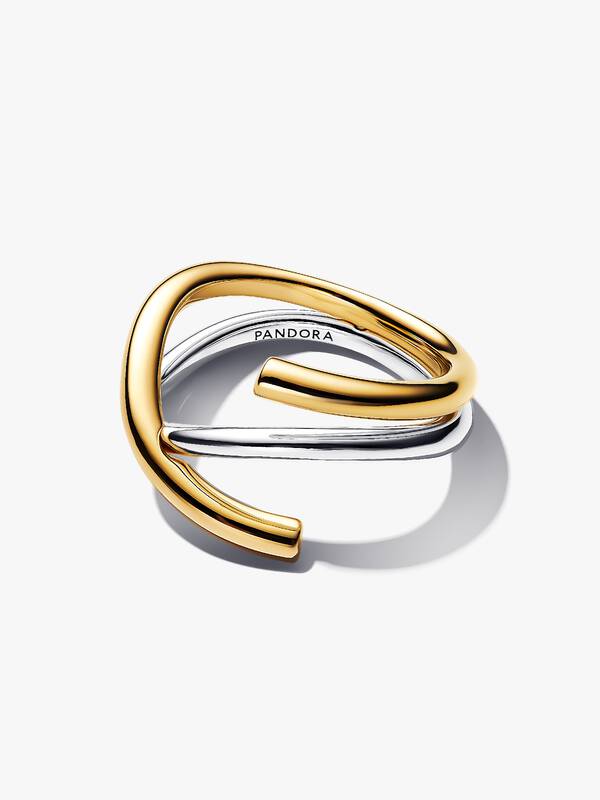 Two Tone Pandora Rings Organically Shaped Two-tone Double Ring | Two-tone | Pandora US