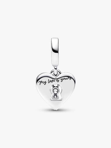 Red Heart & Keyhole Double Dangle Charm