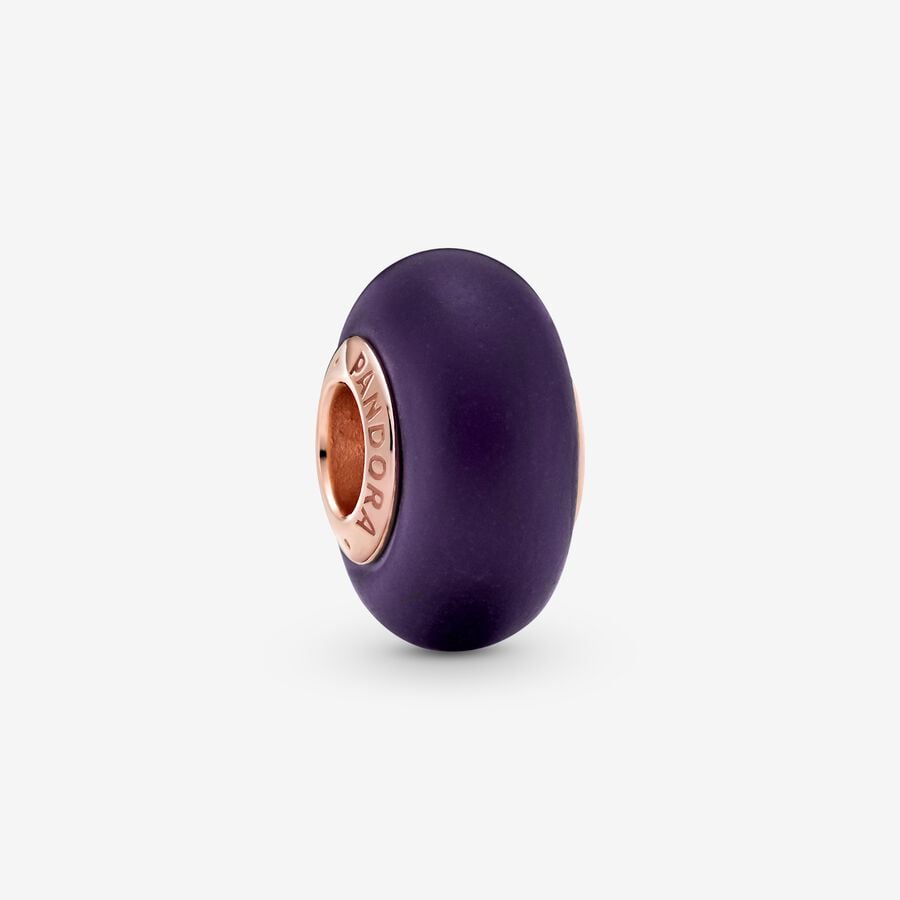 FINAL SALE - Matte Purple Murano Glass Charm image number 0