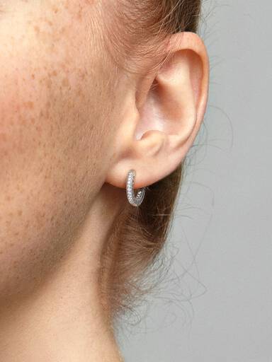 Pavé Heart Hoop Earrings