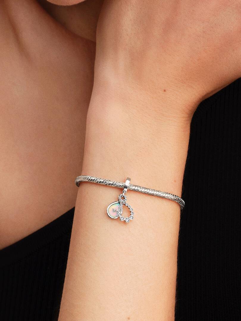 792201c01 Opalescent Infinity Double Dangle Charm | Pendant | Sterling silver ...