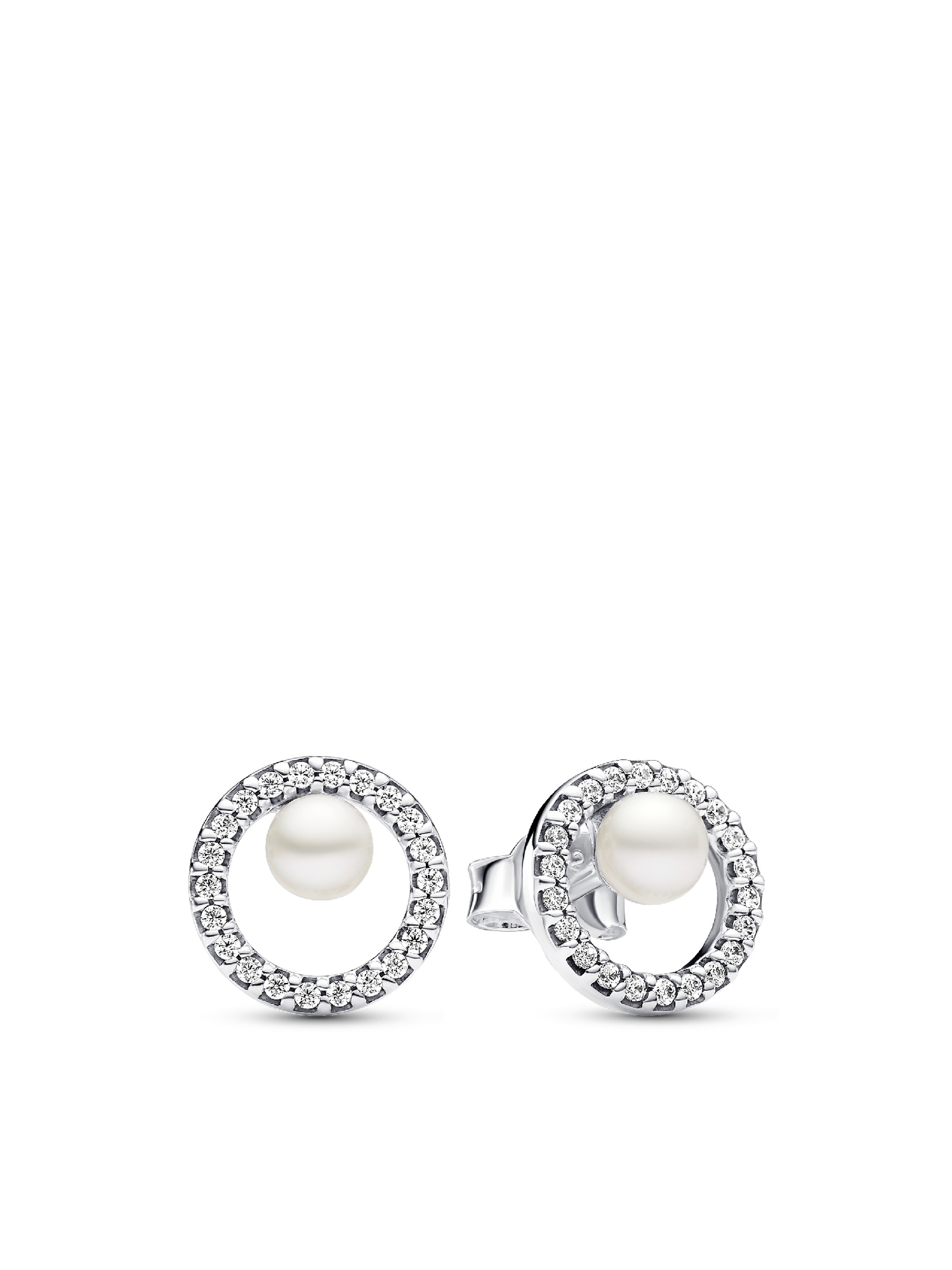 Женские серьги Pandora Treated Freshwater Cultured Pearl & Pavé Halo, цвет: Серебро — фото 1