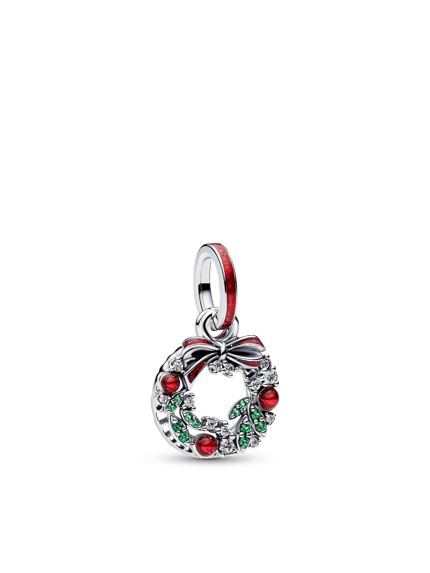 Женский шарм Pandora Holiday Wreath Double Dangle Charm, цвет: Серебро — фото 1