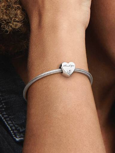 FINAL SALE - Polished Thank You Heart Charm