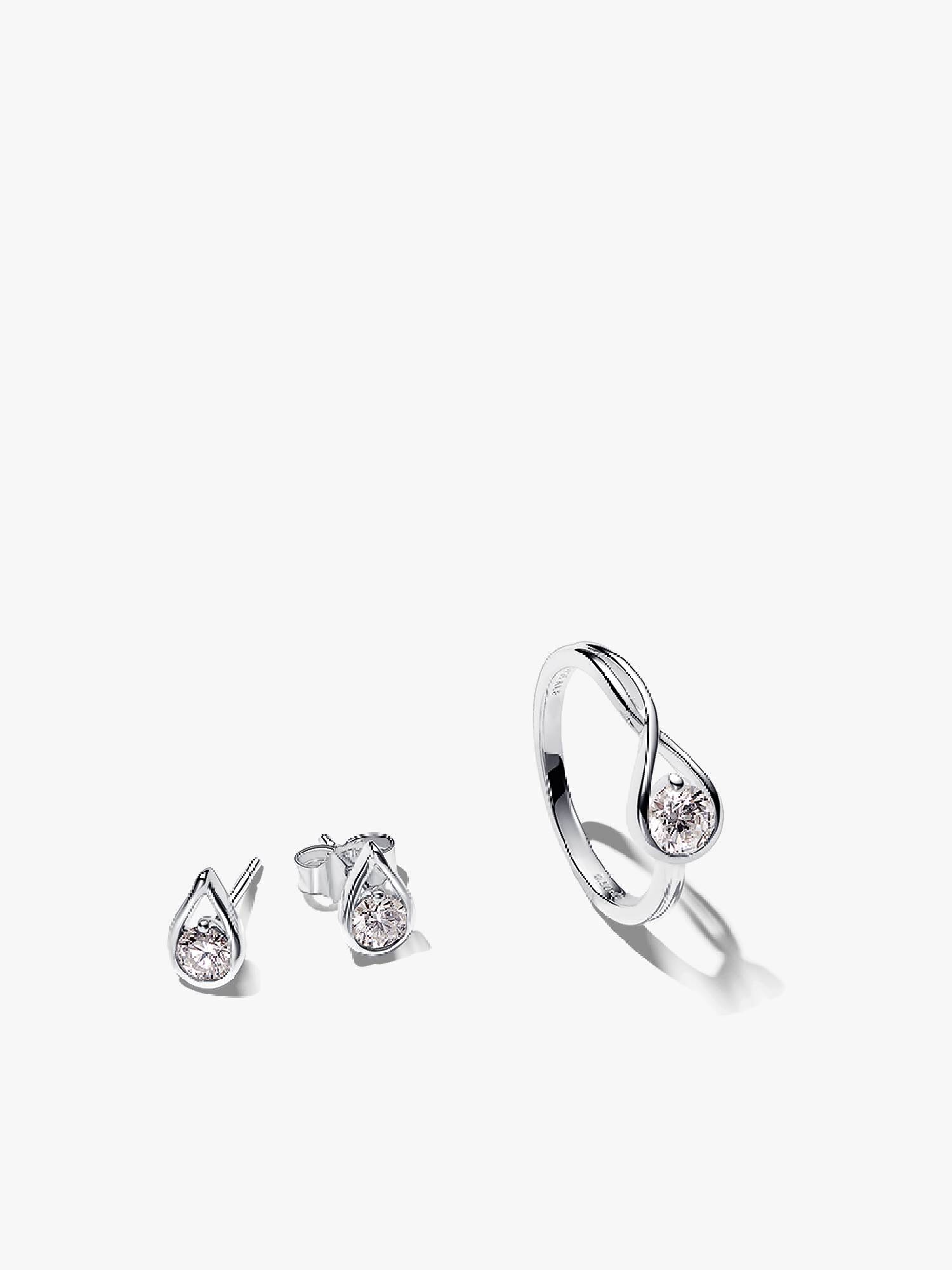 Pandora Infinite Lab-grown Diamond Ring and Earrings Set 1 ct tw Sterling Silver