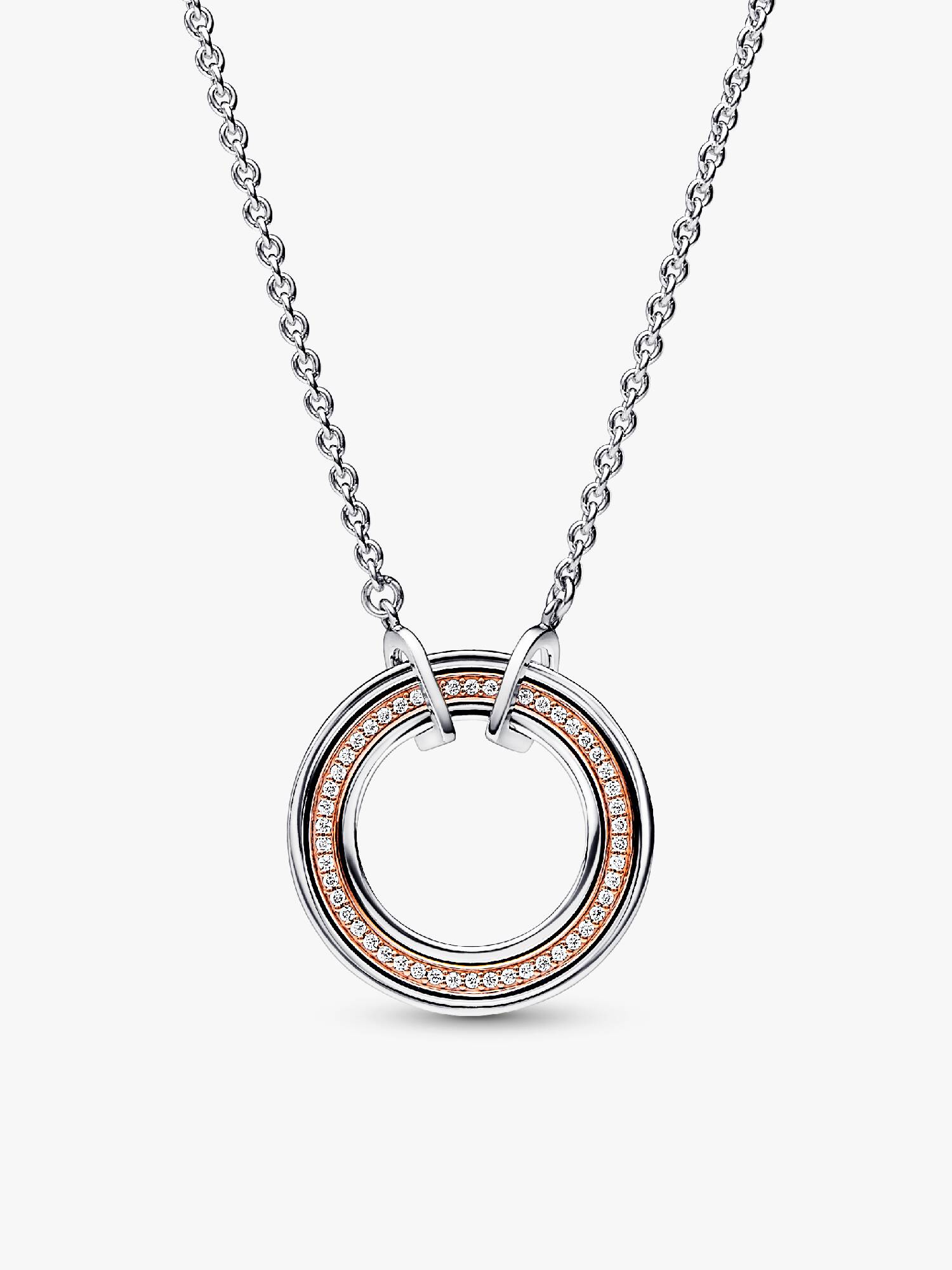 FINAL SALE - Pandora Signature Two tone Logo & Pavé Necklace