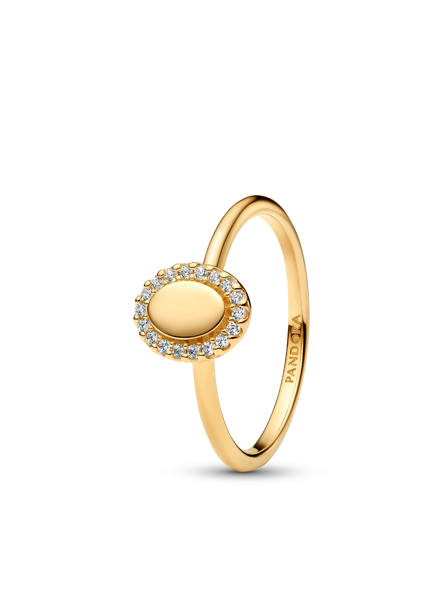 Женское кольцо Pandora Engravable Oval Halo, цвет: Позолоченный — фото 1