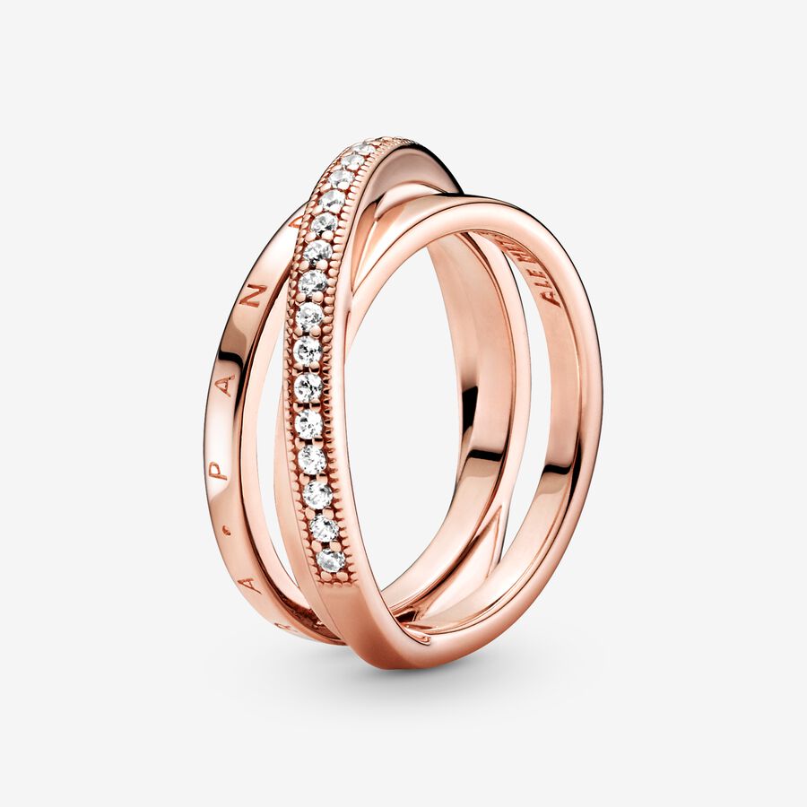 Crossover Triple Band Ring | Rose gold plated | Pandora US