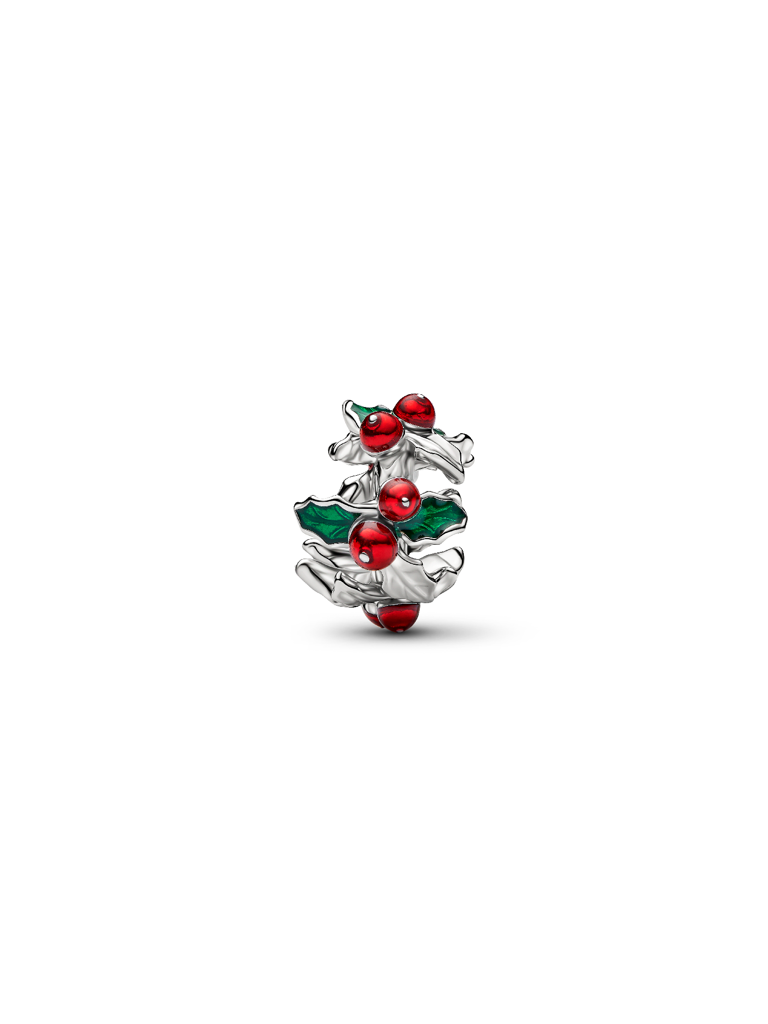 Christmas Holly Charm, Platinum Plated