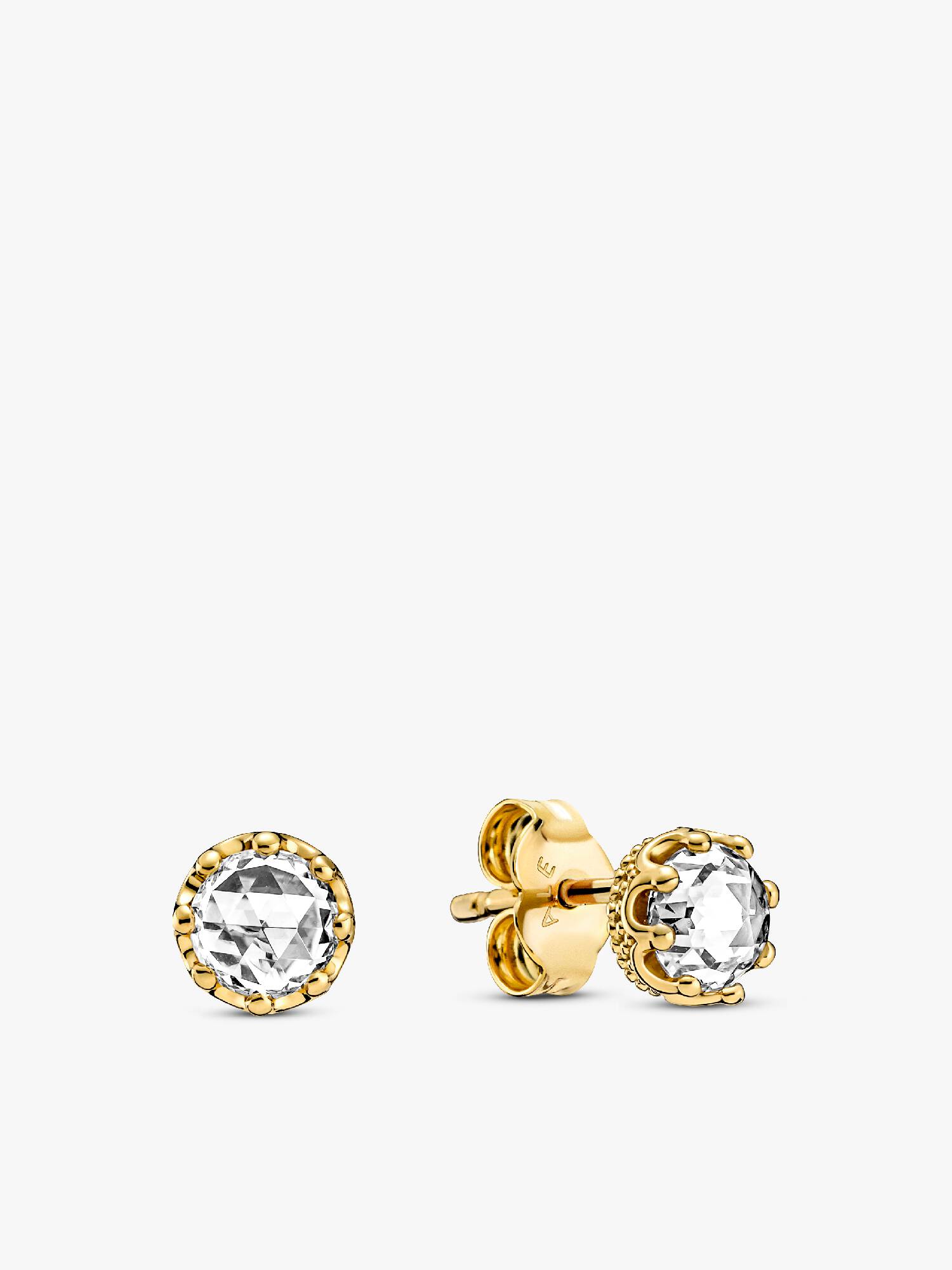 Clear Sparkling Crown Stud Earrings