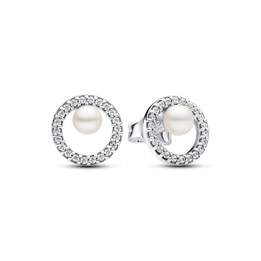 Treated Freshwater Cultured Pearl & Pavé Halo Stud Earrings