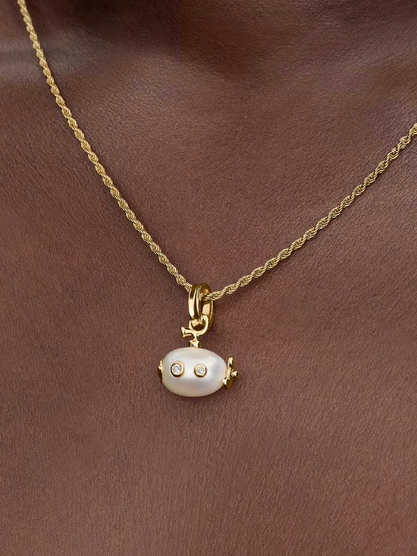 Treated Freshwater Cultured Baroque Pearl Submarine Dangle Charm