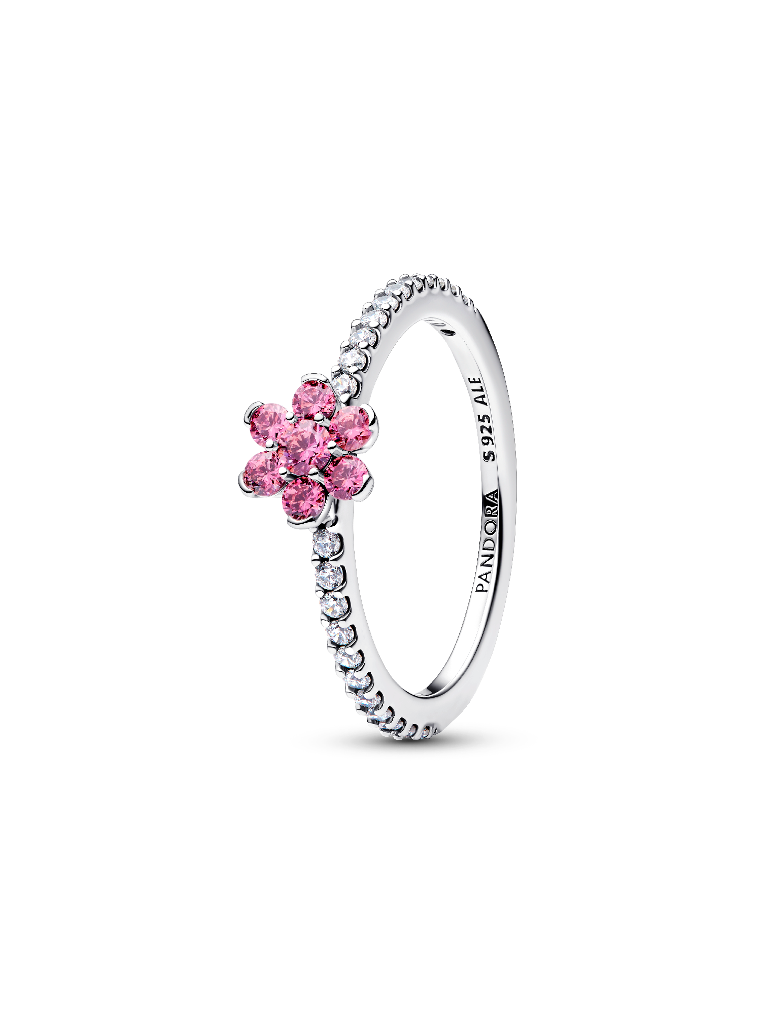 Sparkling Pink Flower Ring | Sterling silver | Pandora US