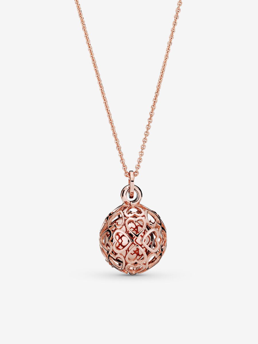 Chiming Filigree Hearts Pendant Necklace