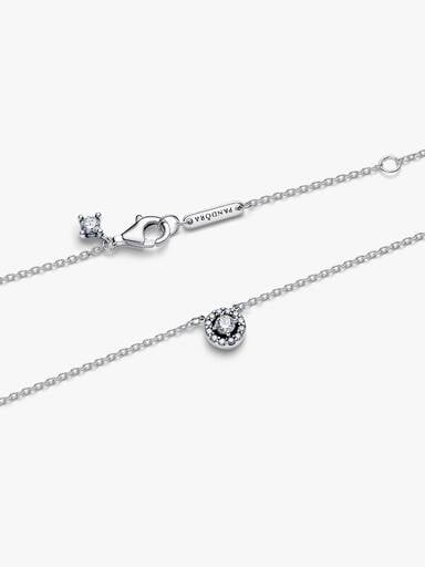 Round Pavé Halo Collier Necklace