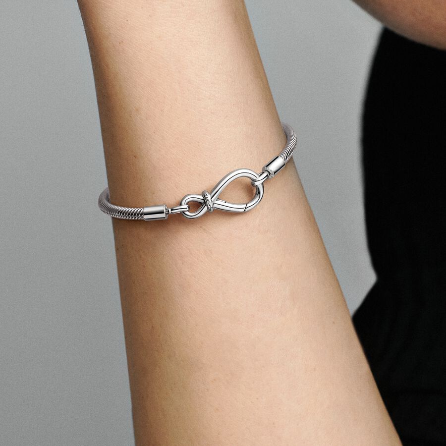 Authentic Moments Silver Bracelet Infinity Knot Clasp Snake Chain  #590792C00 