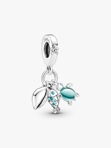 Fish, Sea Turtle & Conch Triple Dangle Charm