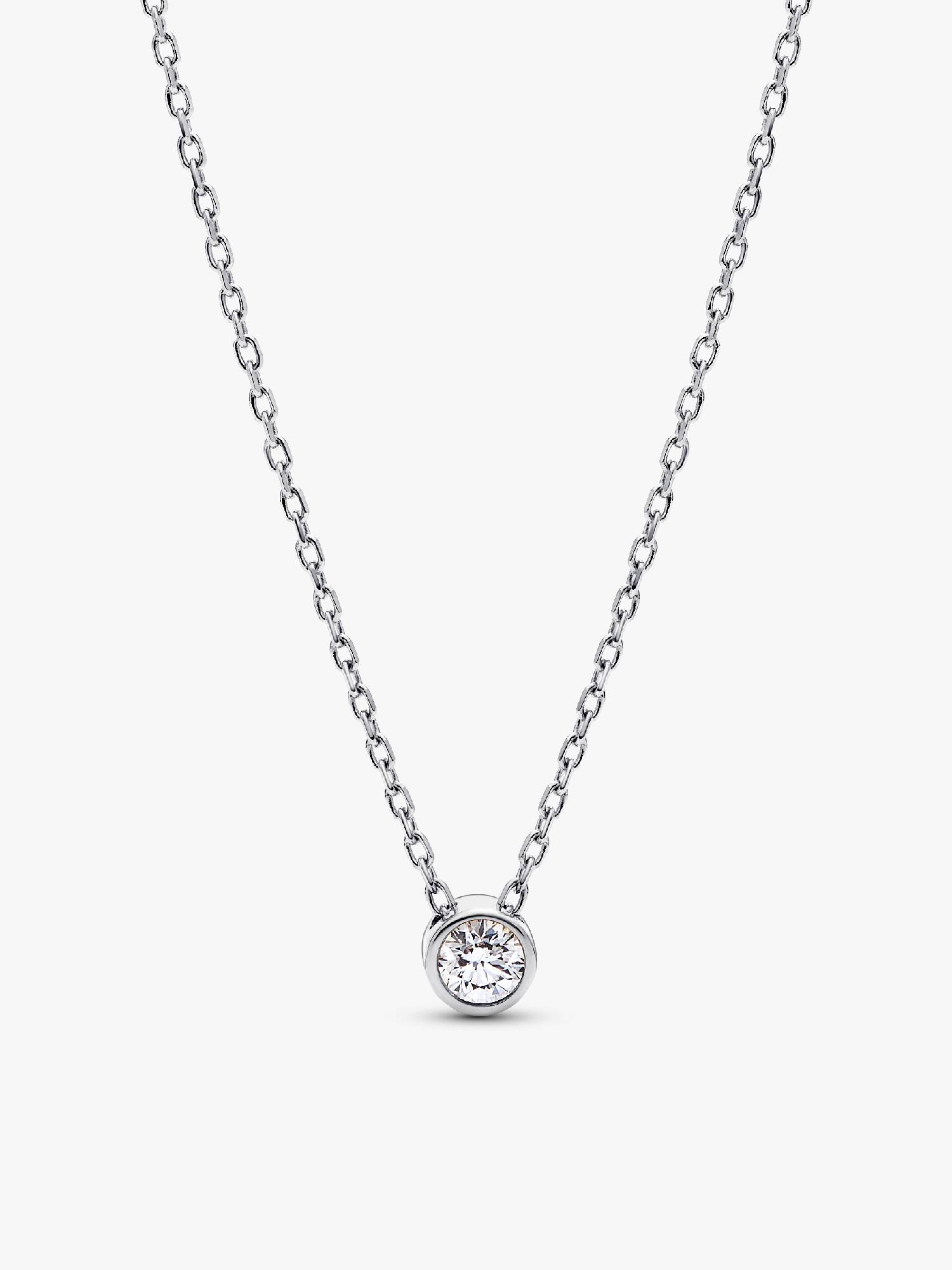 Pandora Era Bezel Sterling Silver Lab-grown Diamond Pendant Necklace
