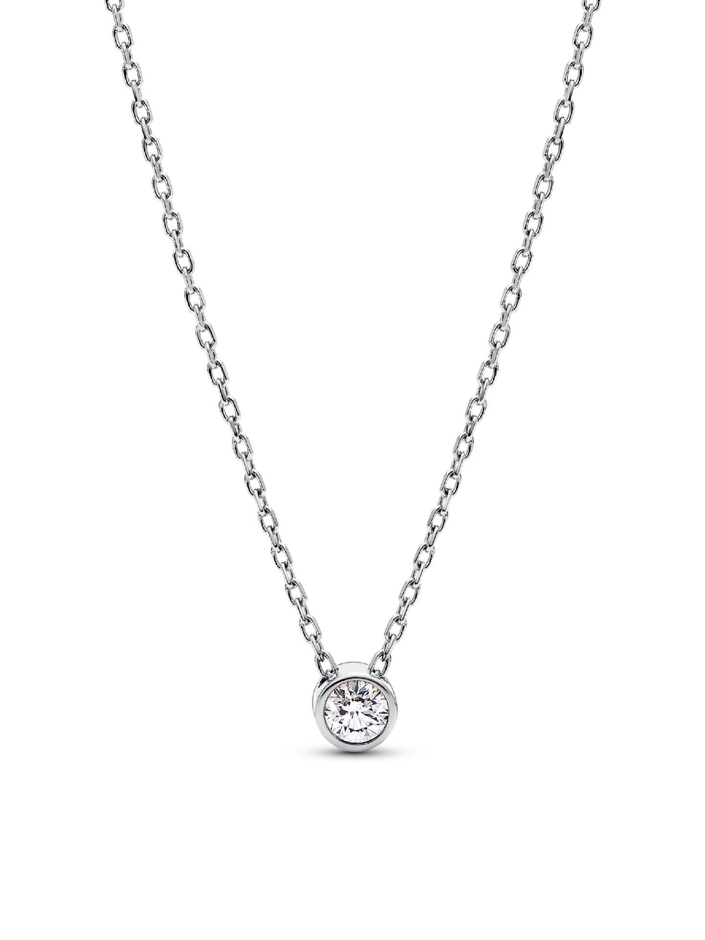 Женское колье Pandora Era Bezel Sterling Silver Lab-grown Diamond Pendant, цвет: Серебро