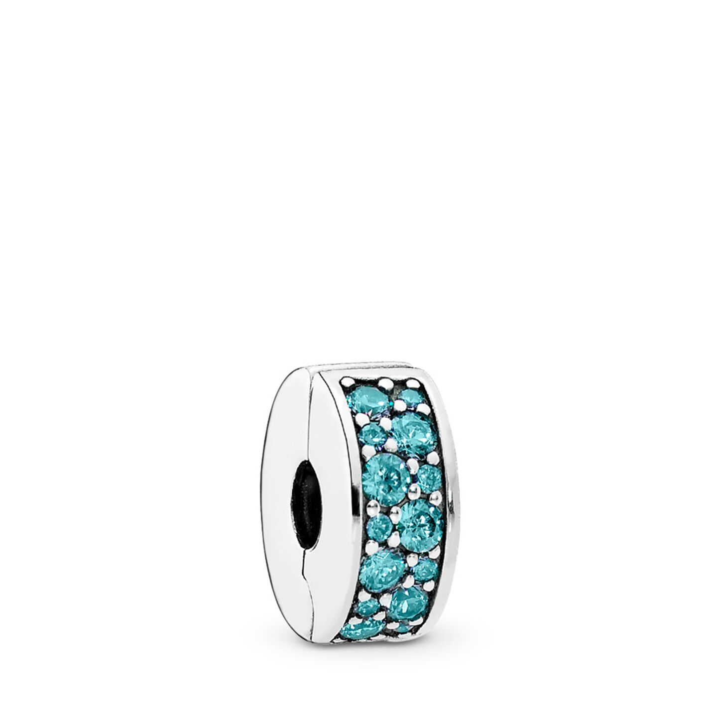 Женский шарм Pandora Teal Pavé Clip Charm, цвет: Серебро — фото 2