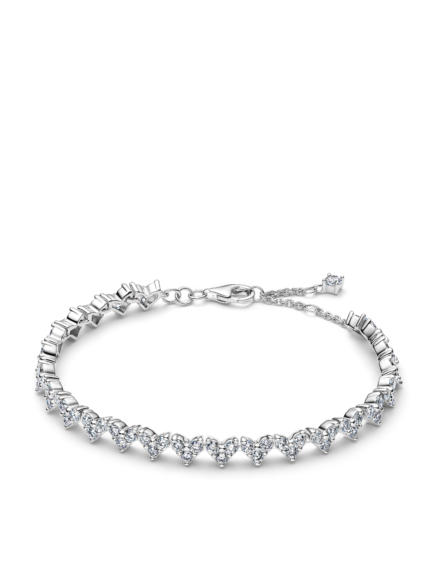 Женский браслет Pandora Triple Stone Heart, Sterling silver, цвет: Серебро — фото 1