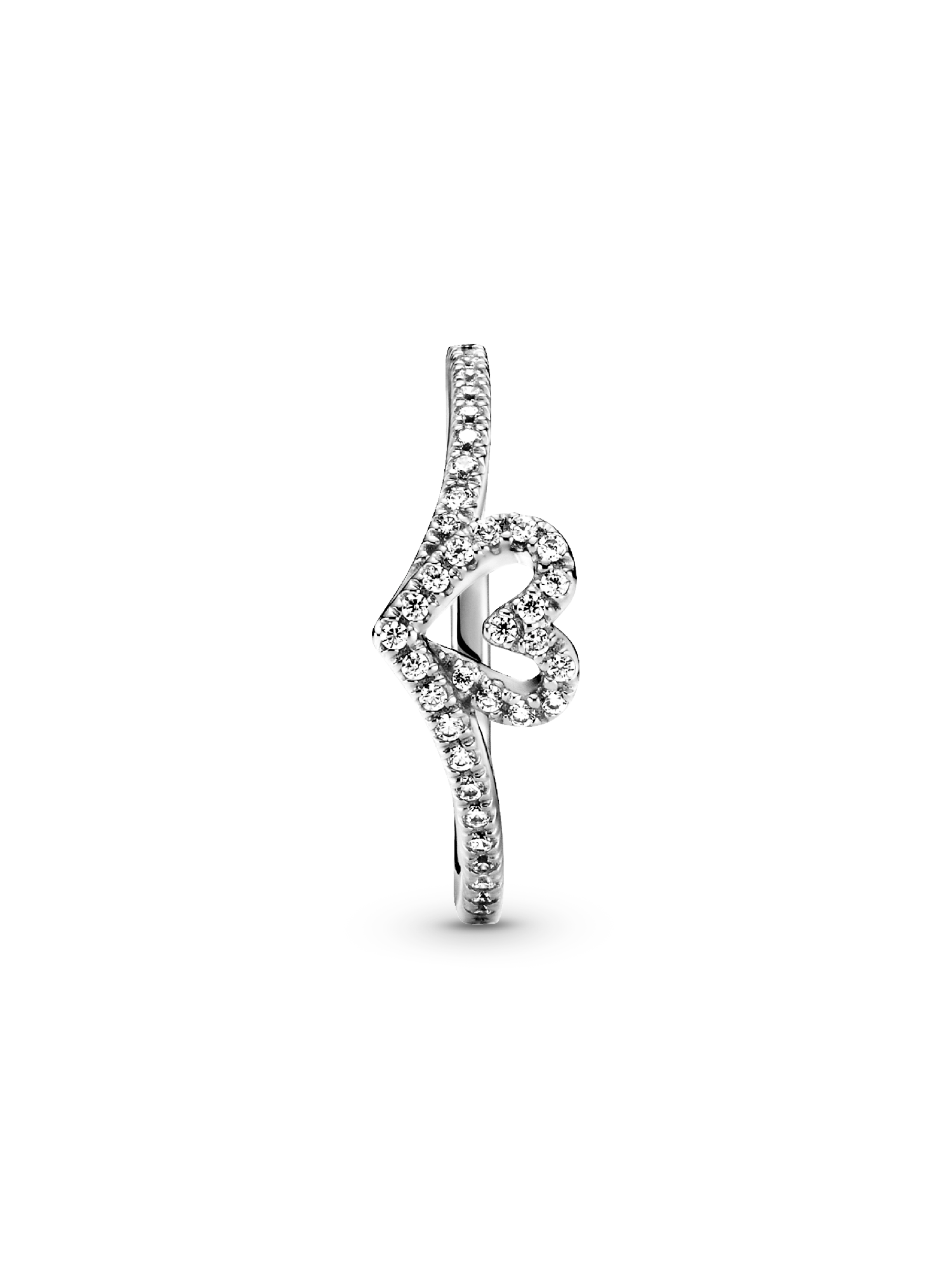 Sparkling Wishbone Heart Ring