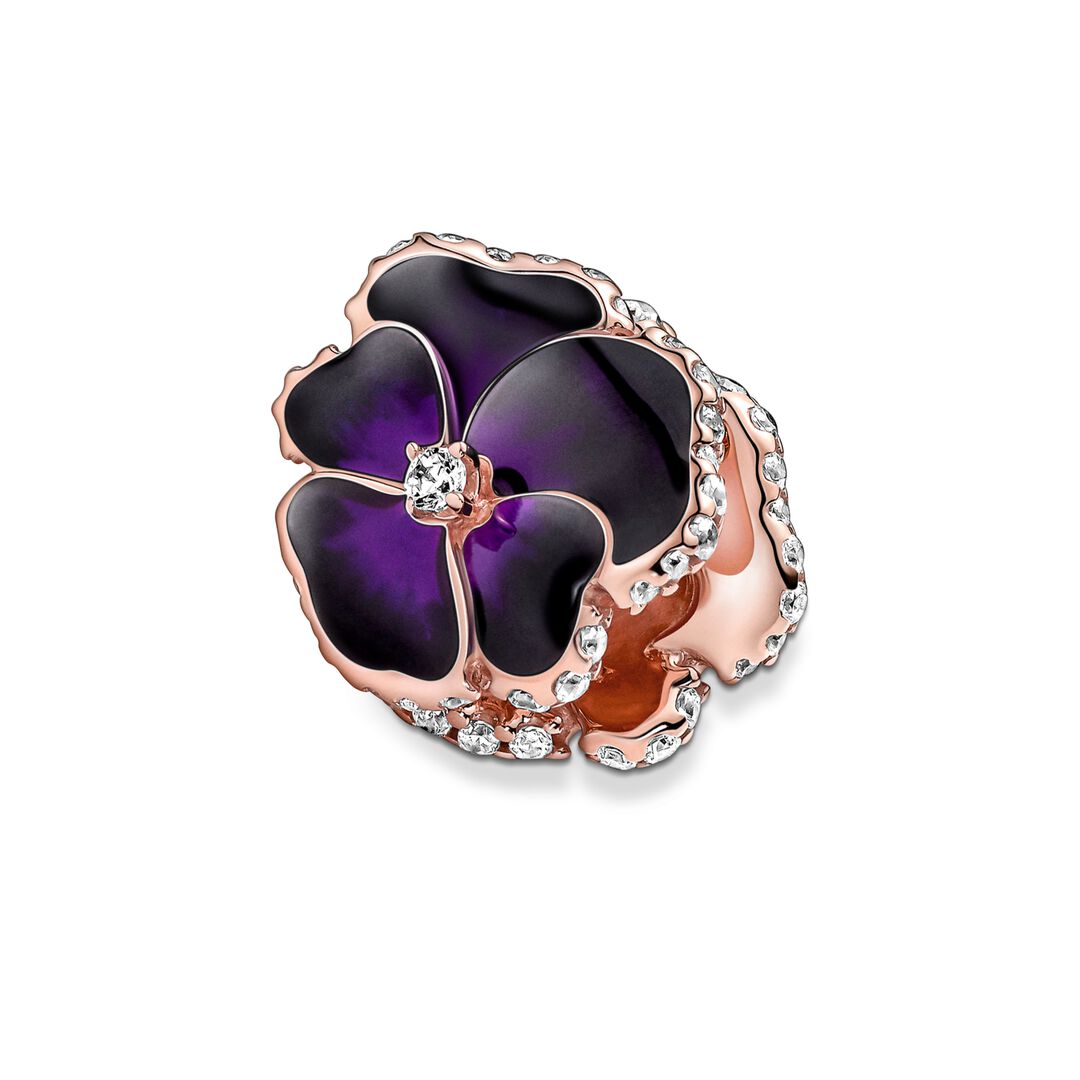 Deep Purple Pansy Flower Charm