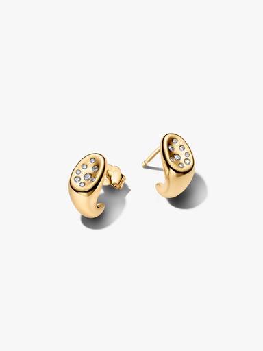 Organically Shaped Stone-Set Stud Earrings