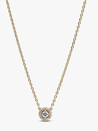 Round Pavé Halo Pendant Necklace