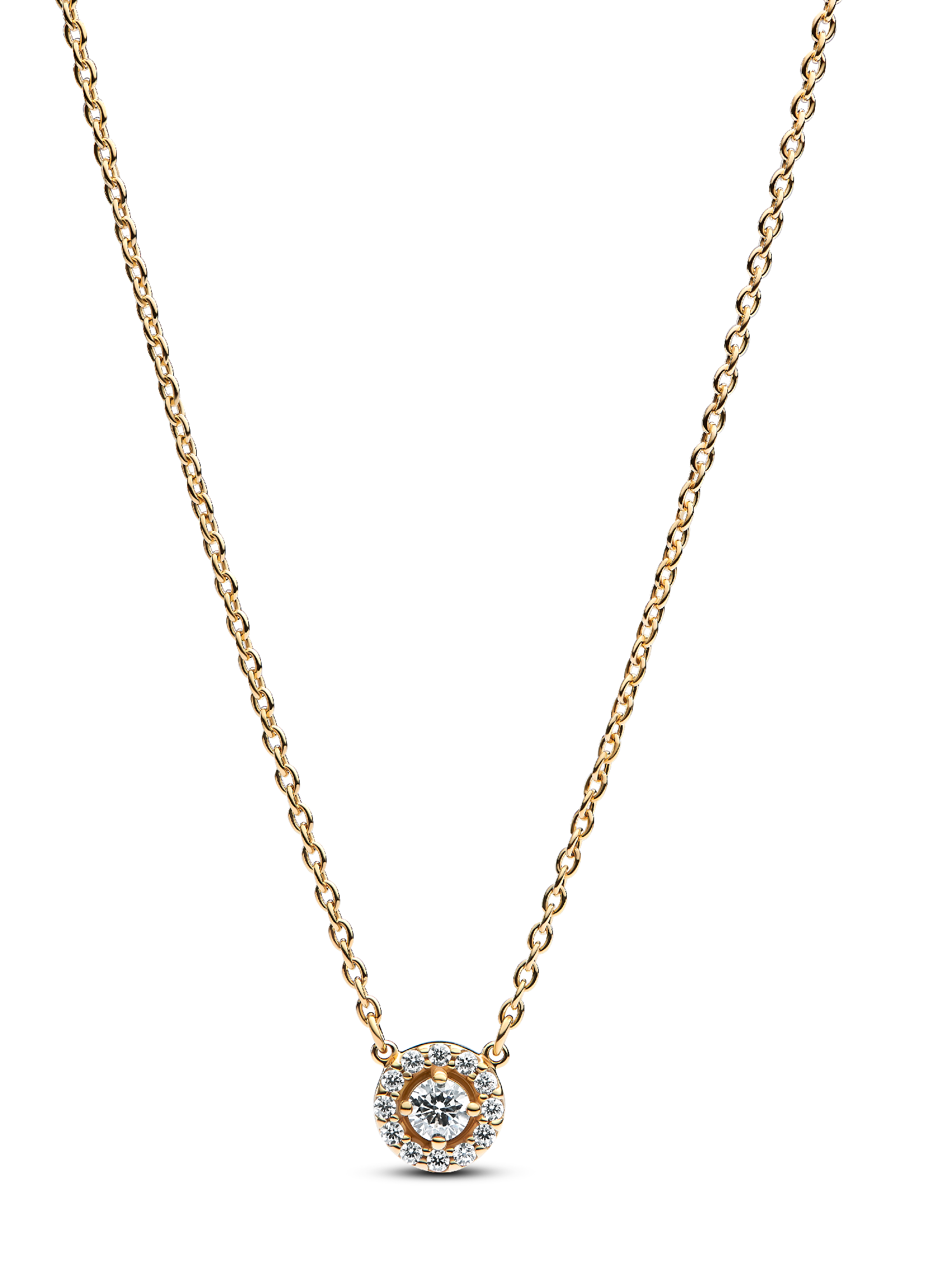 Round Pavé Halo Pendant Necklace