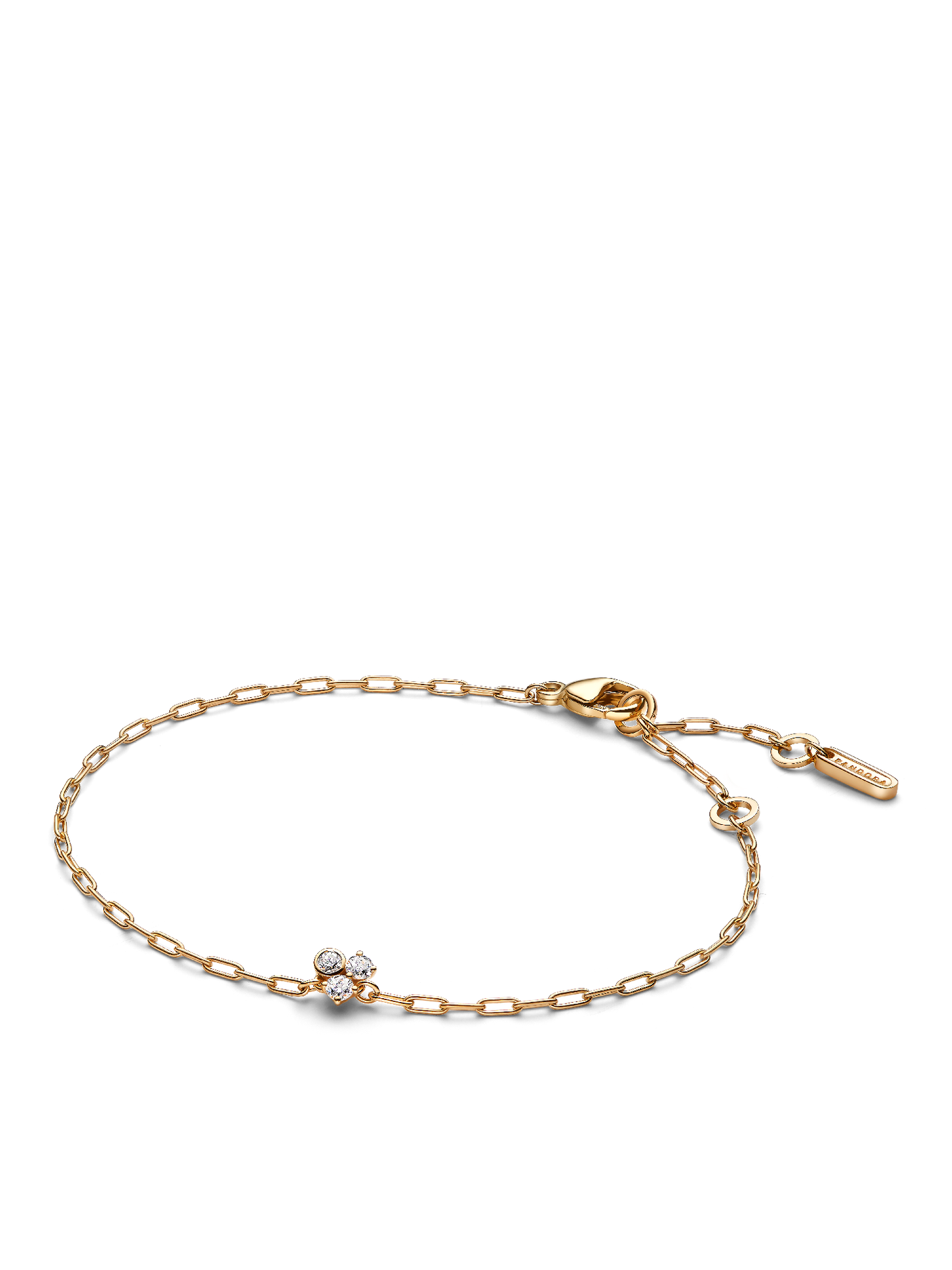 Женский браслет Pandora Era Bezel Lab-Grown Diamond Cluster Paperclip Chain, цвет: Золотой — фото 1