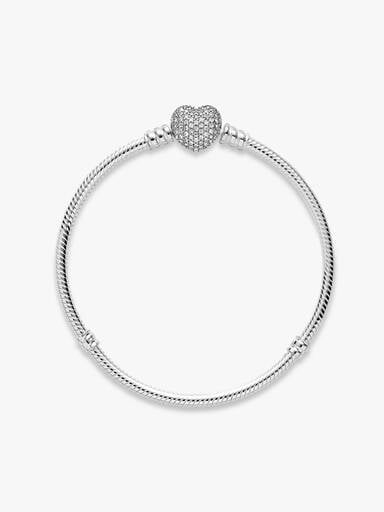 Moments Sparkling Heart & Snake Chain Bracelet