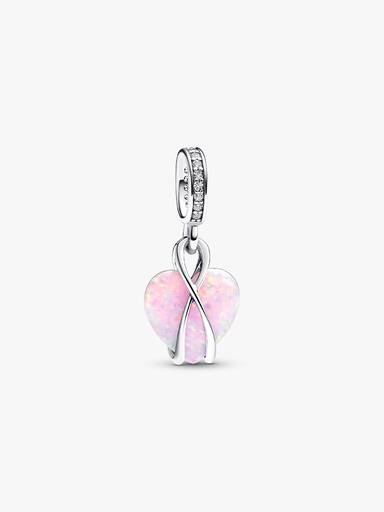 Mom Opalescent Heart Dangle Charm