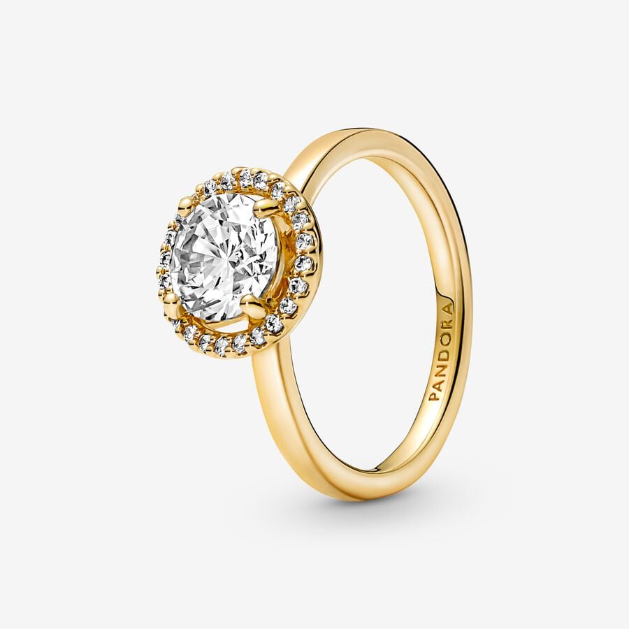 Commotie Articulatie dat is alles Sparkling Round Halo Ring | Gold plated | Pandora US