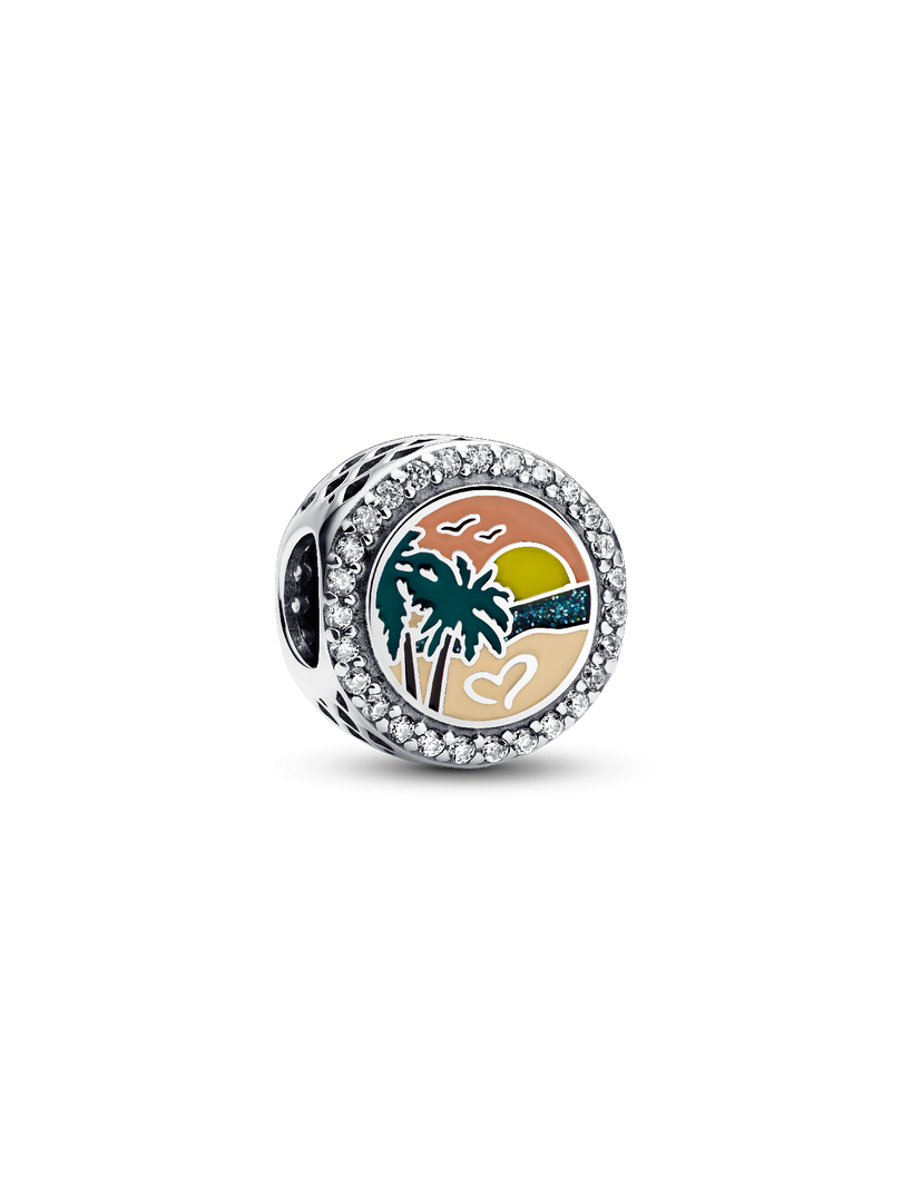 Engravable Beach Heart Scene Charm