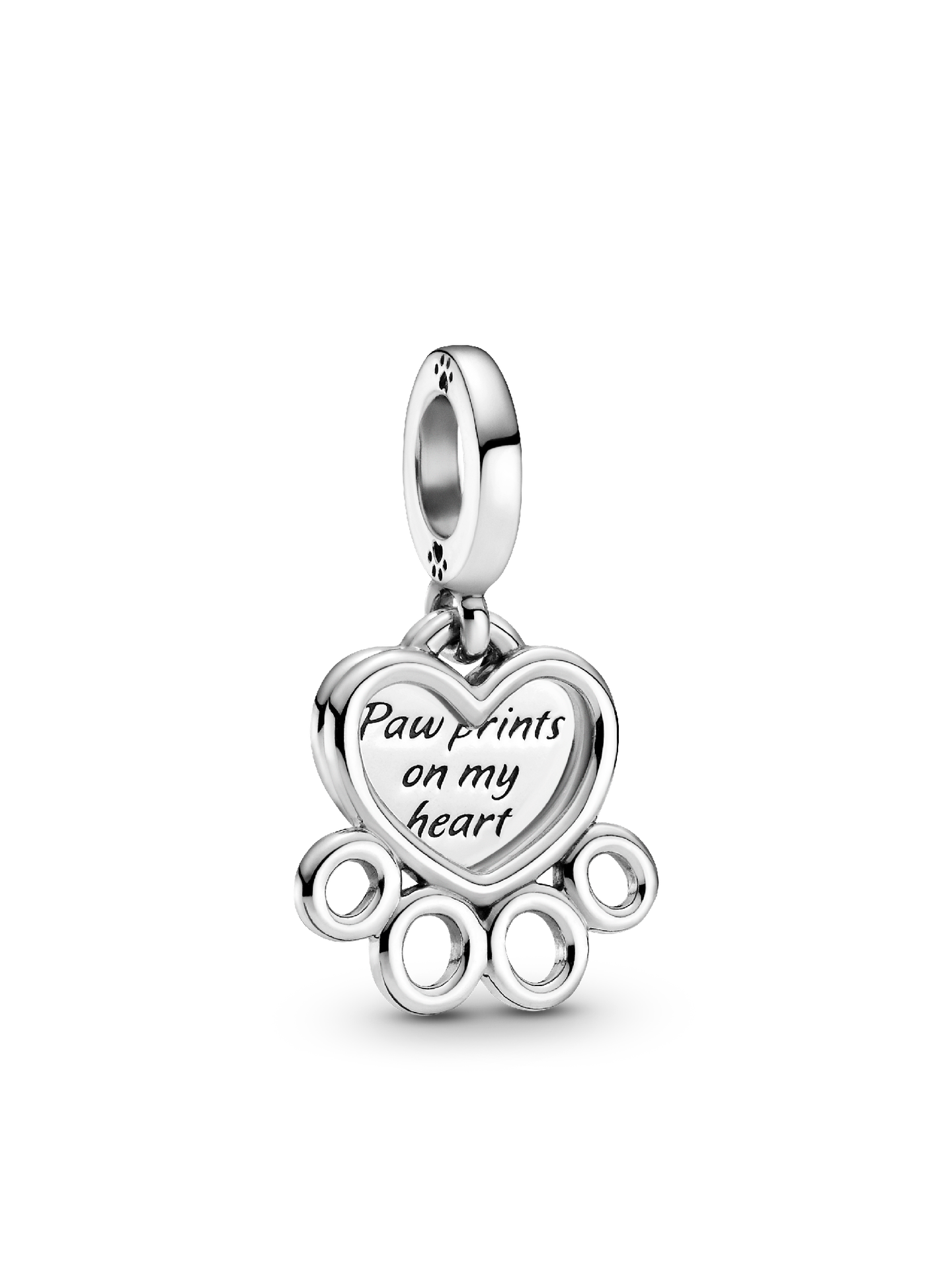 Женский шарм Pandora Hearts & Paw Print Dangle Charm, цвет: Серебро